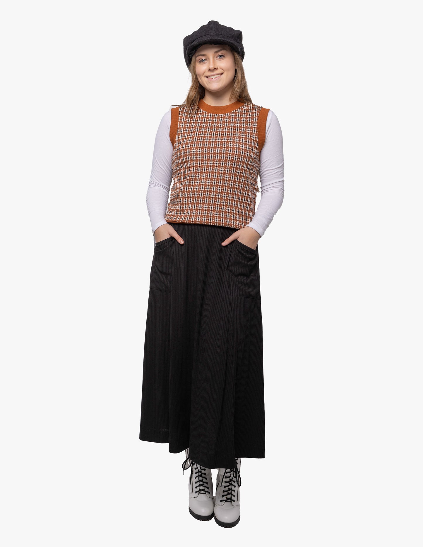 Lilac Brown Round Neck Vest Top 1185