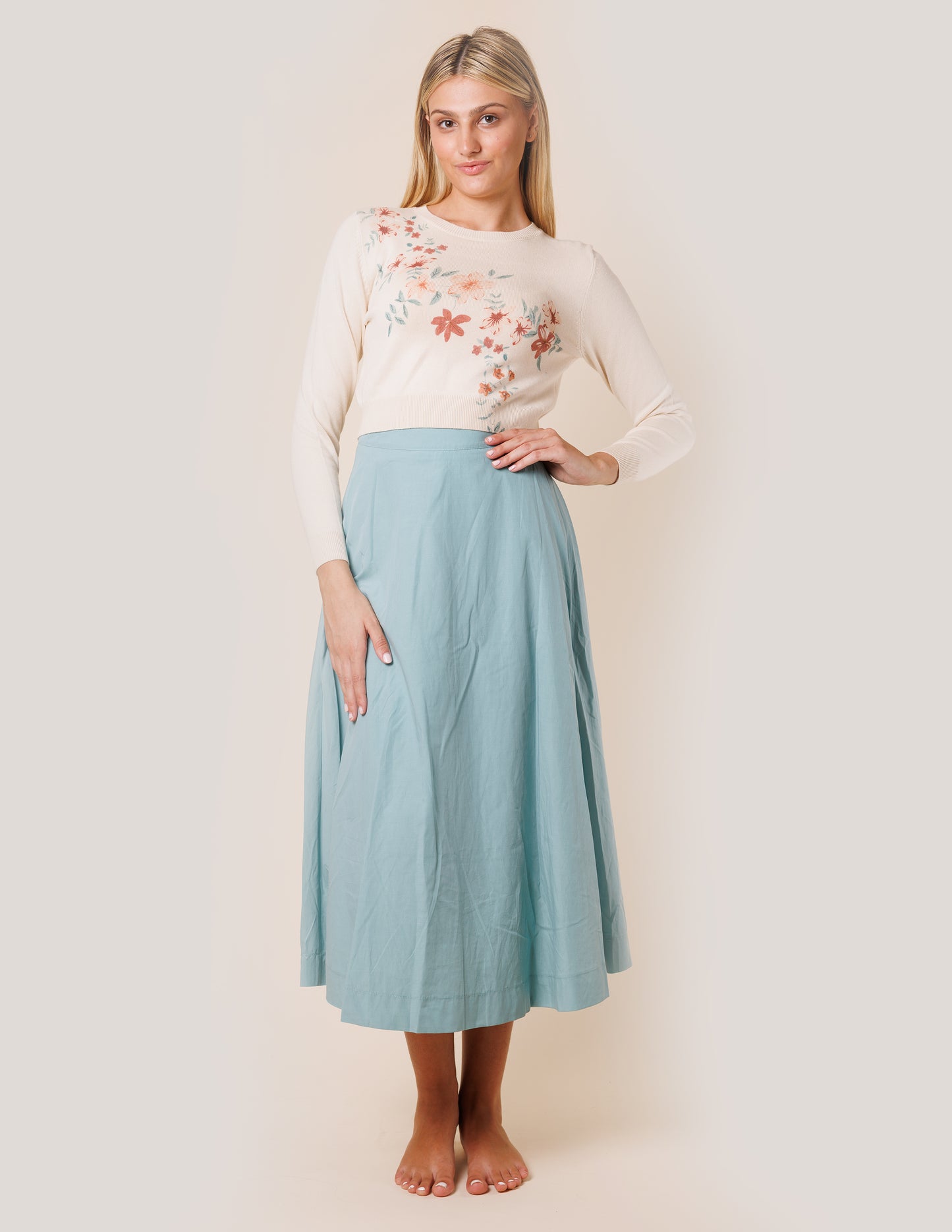 Lilac Cream/Rust Floral Sweater 12540us