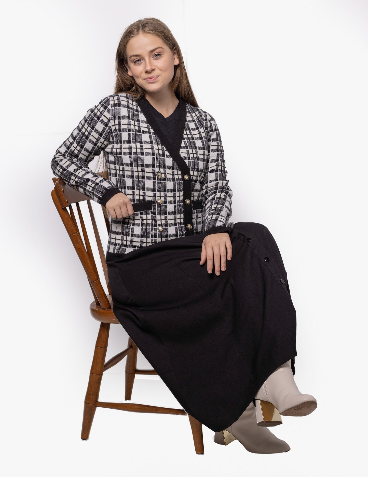 Lilac Plaid Double Breasted Cardigan 1807