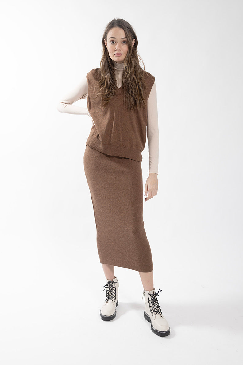 Concept Caramel Speckle Knit Vest 405C