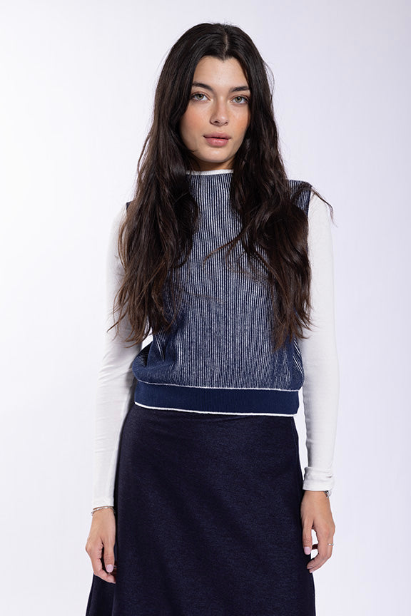 Concept Navy/White Two Tone Ribbed Vest CO664N