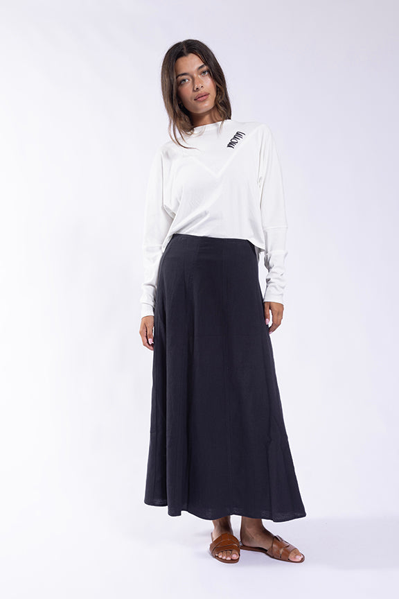 Concept Black Paneled Linen Skirt CO739B