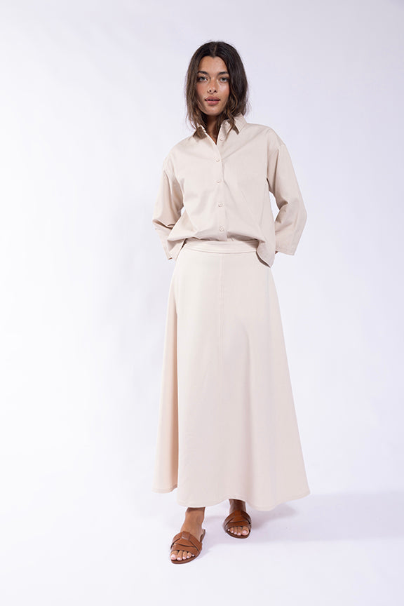 Concept Oat Paneled Linen Skirt CO7390