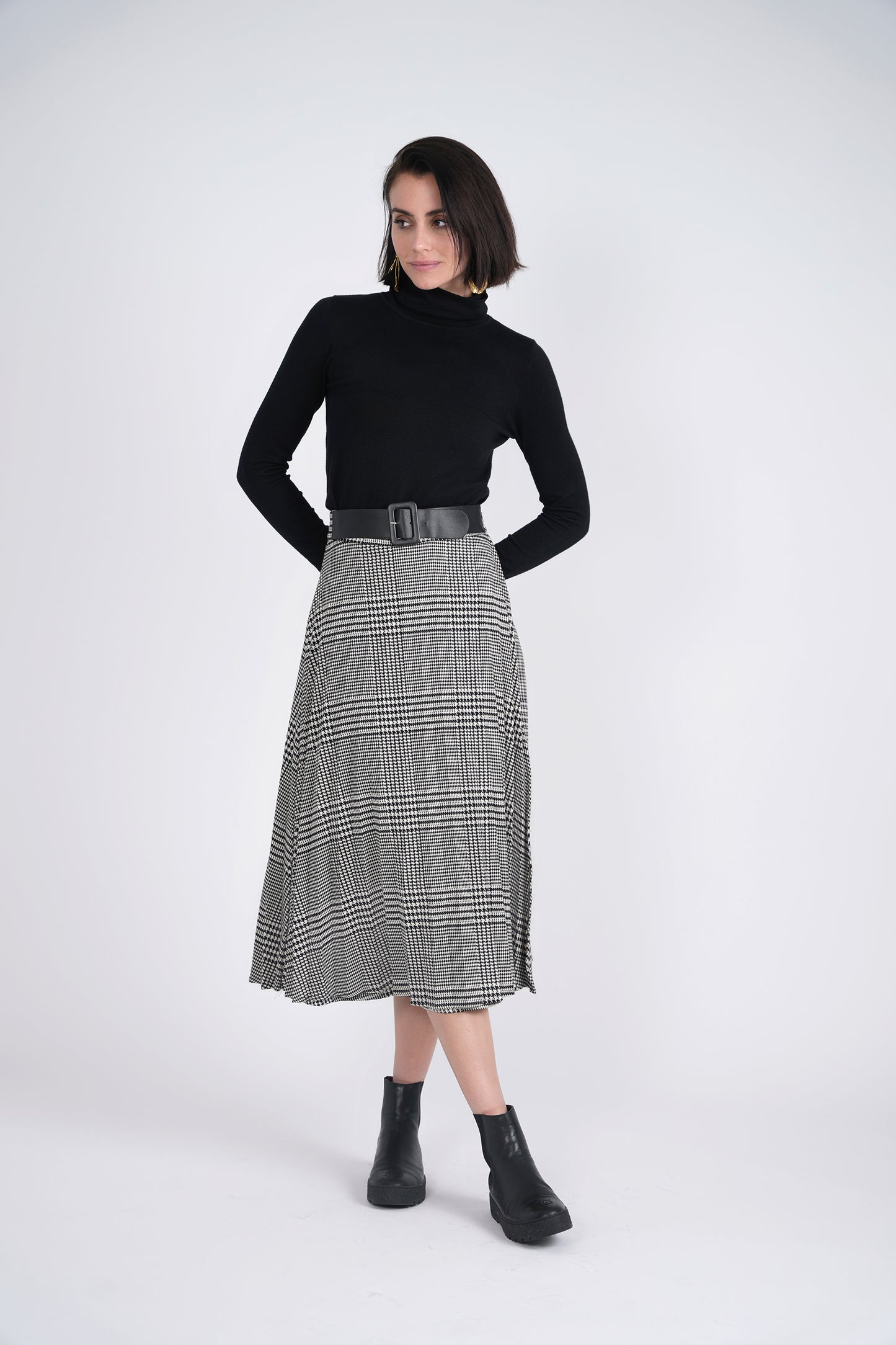 Maxmrkt Plaid Pleated with leather belt DW2M8730