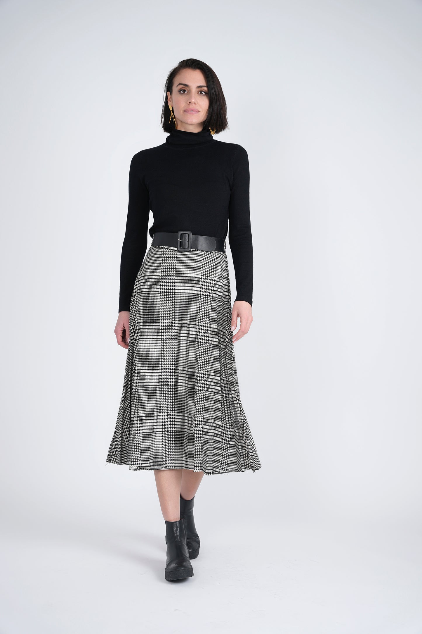 Maxmrkt Plaid Pleated with leather belt DW2M8730
