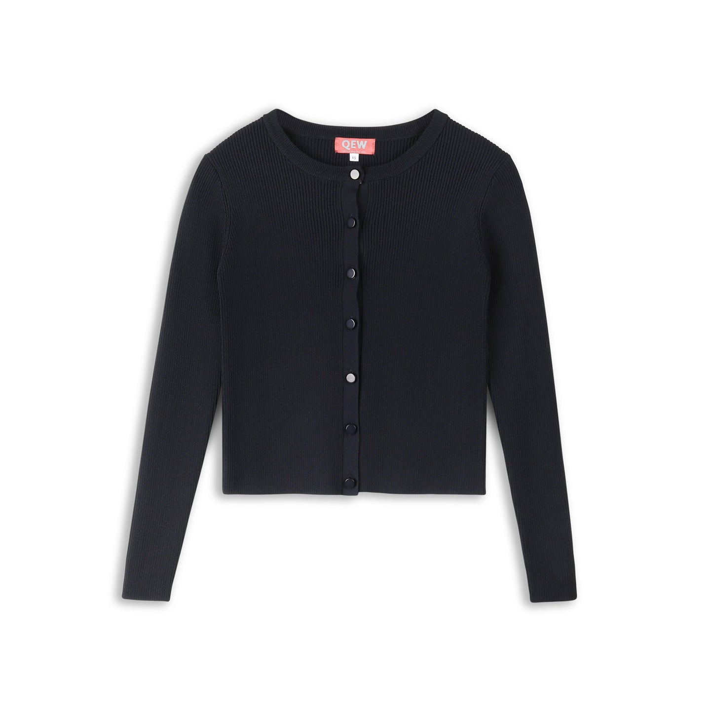 Qew Blk Cropped Knit Cardigan SB3CM8398TE