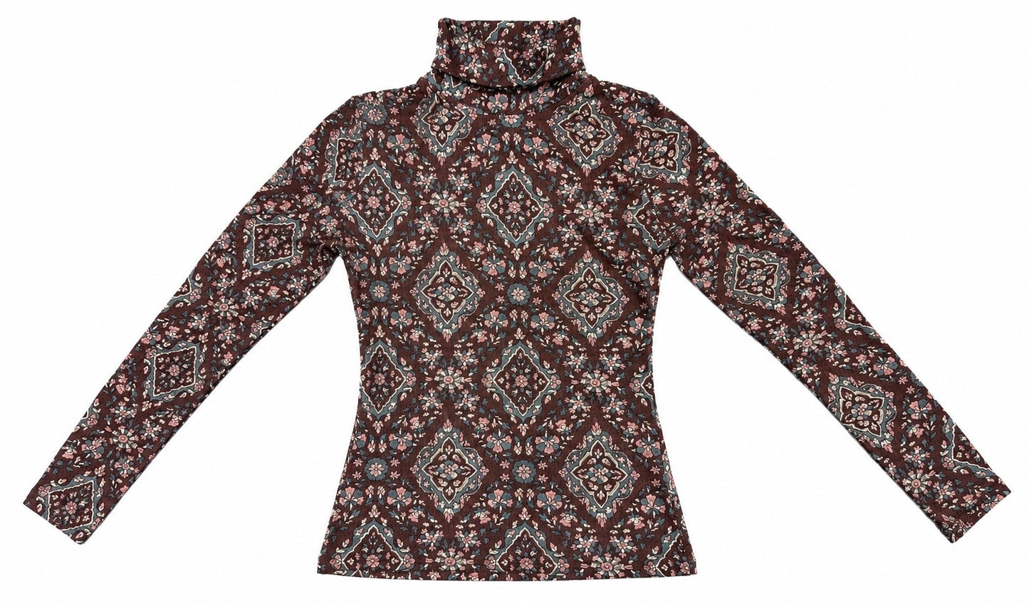 Inkd Teal Medallion Printed Mockneck IN101B
