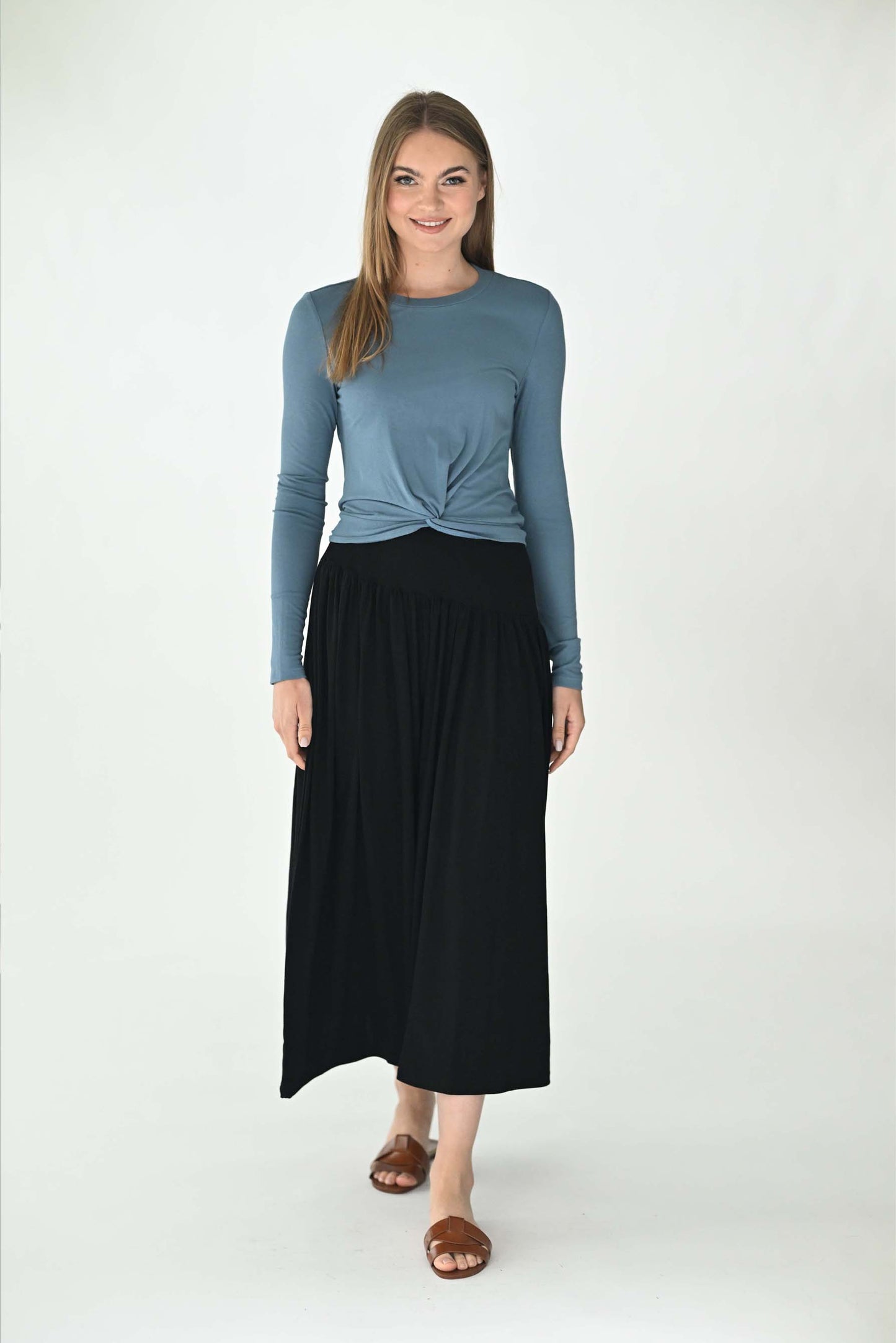 Latitude Dusty Blue Twist Tee LA190D