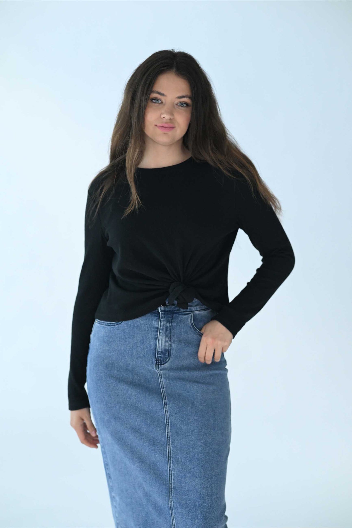 Latitude Black Knotted Waffle Tee LA202B