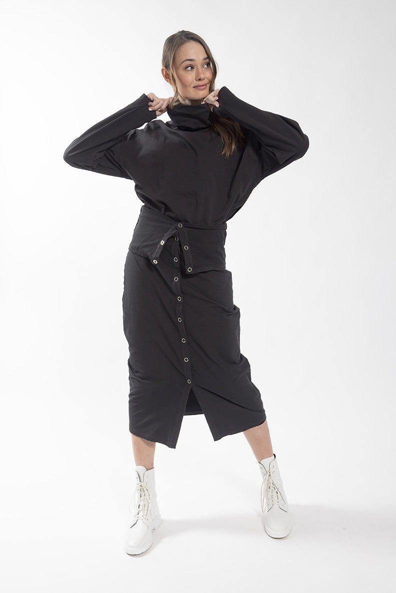 Monn Black Funnel Neck Sweatshirt 314B