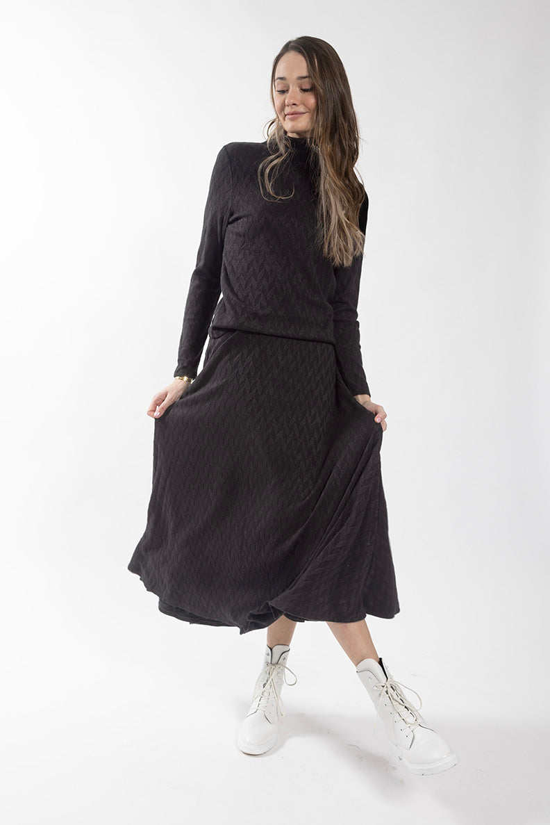 Monn Black Chevron Turtleneck 322T