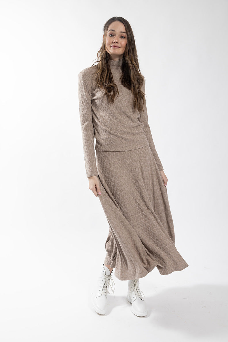 Monn Taupe Chevron Turtleneck 322T