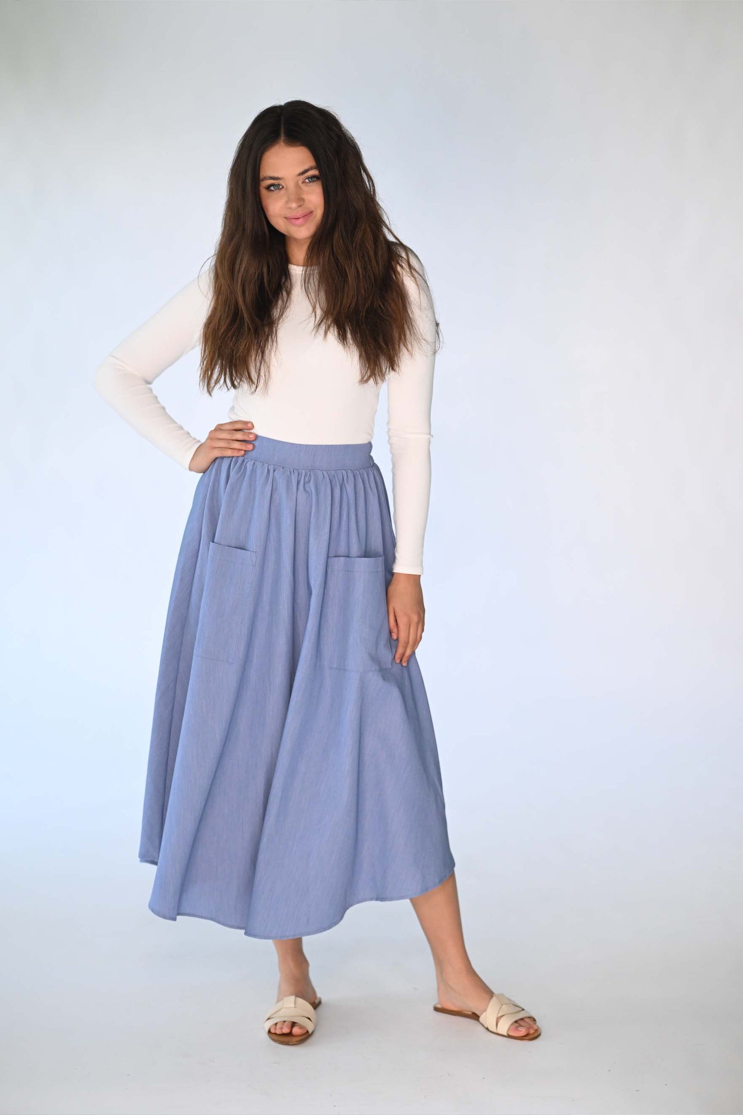 Monn Chambray Pocket Skirt M405C