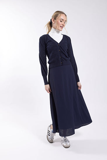 Monn Navy Woven A Line Skirt M467N