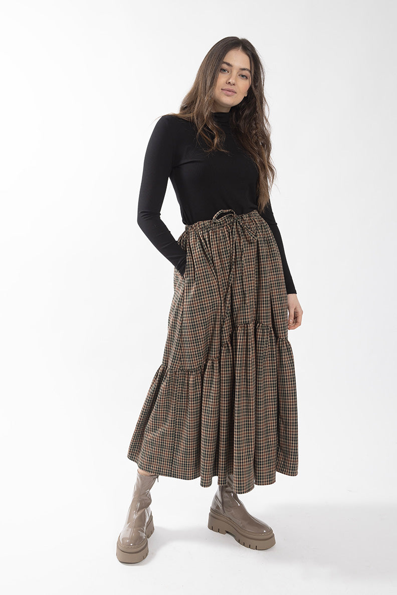 Maple Cliff Multi Plaid Drop Tier skirt 5495