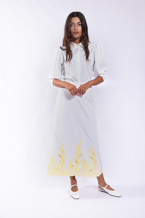 Maple Cliff Ivory Puff Sleeve Cropped Blouse MC5917