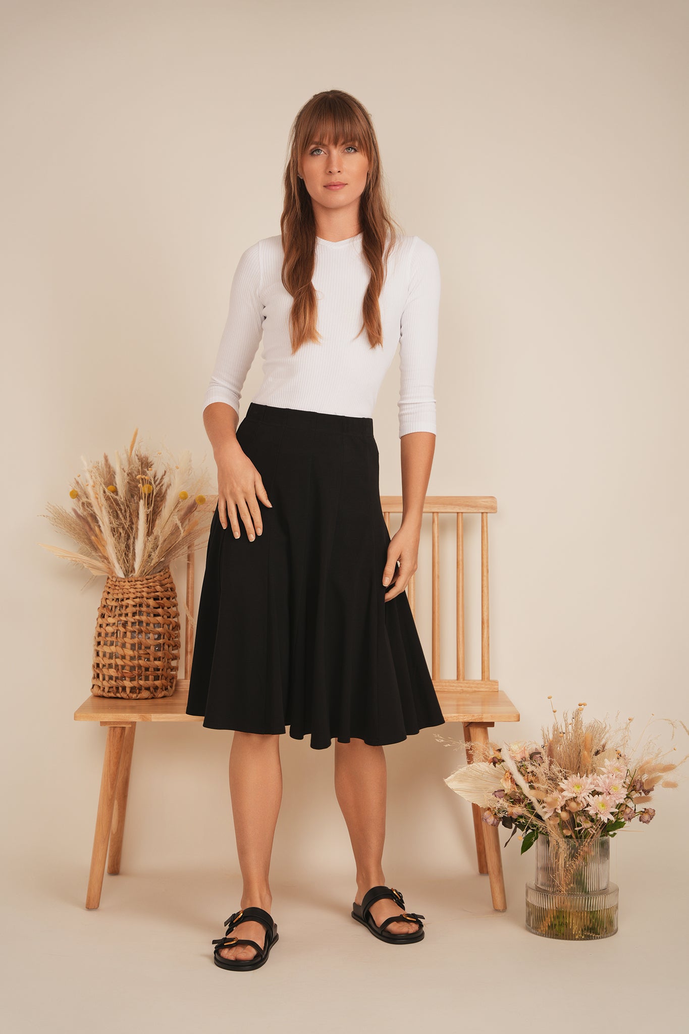 Diciannove Black Short Godet Skirt SB3CM8420SH