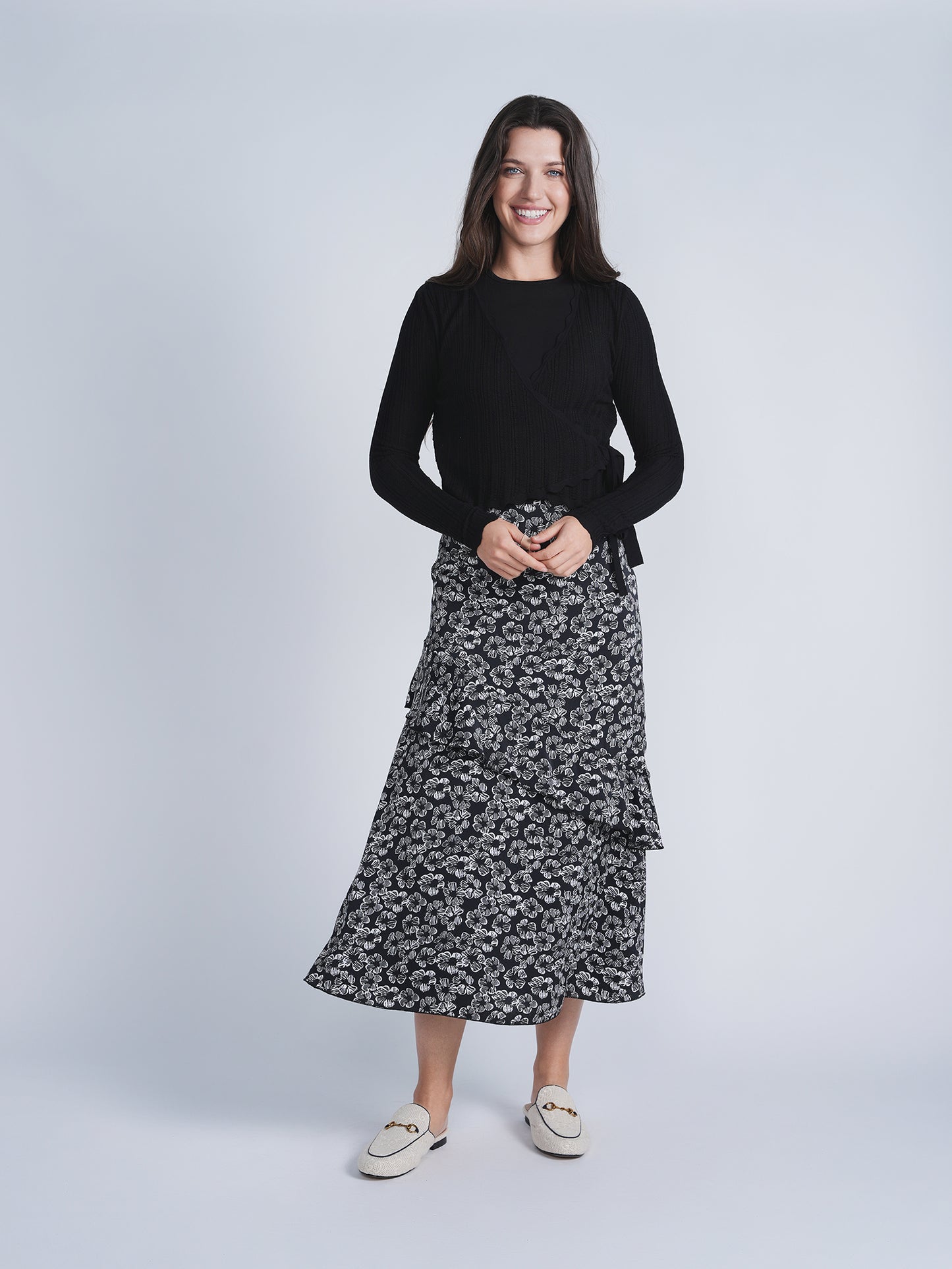 Noni Black Wrap Sweater SB4CYT2344