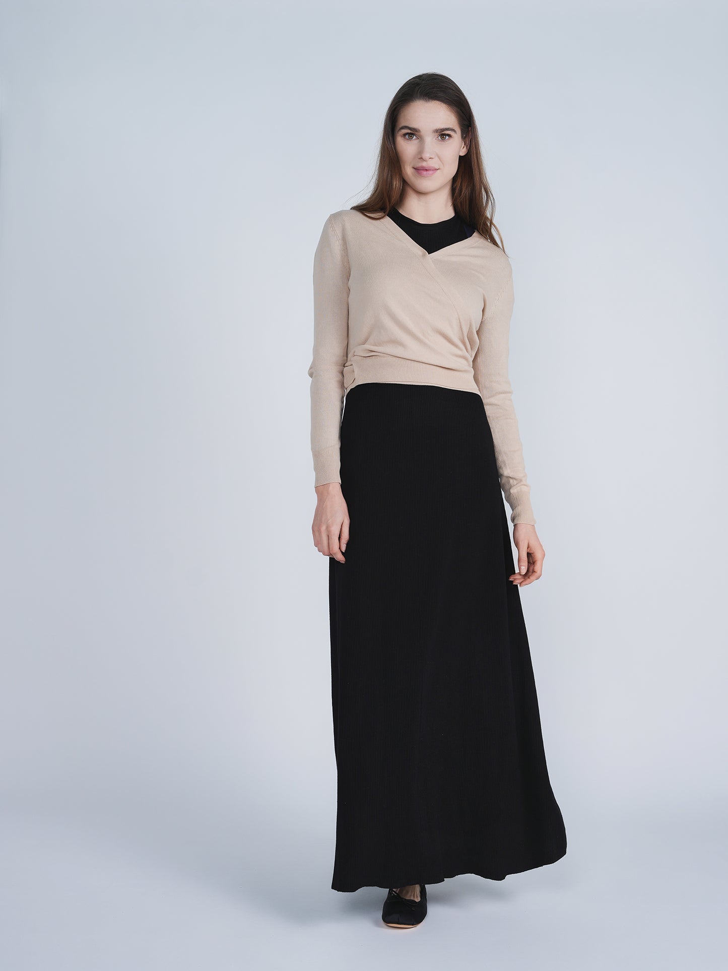 Noni Beige Wrap Knit Top SB4CYT2385
