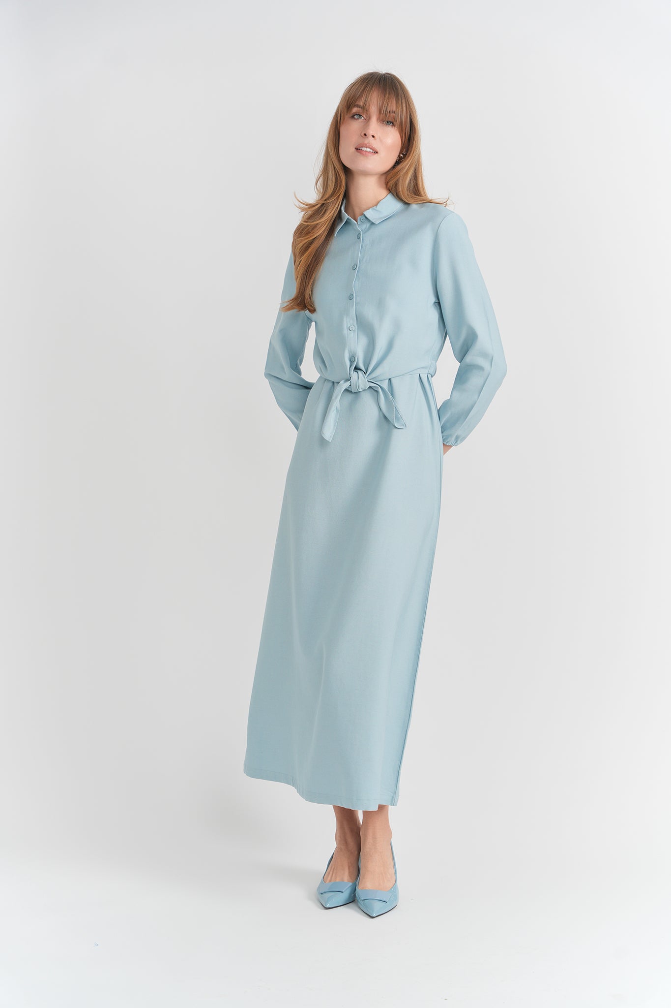 Aspect Blue Crop Blouse With Tie SB6CPT7390