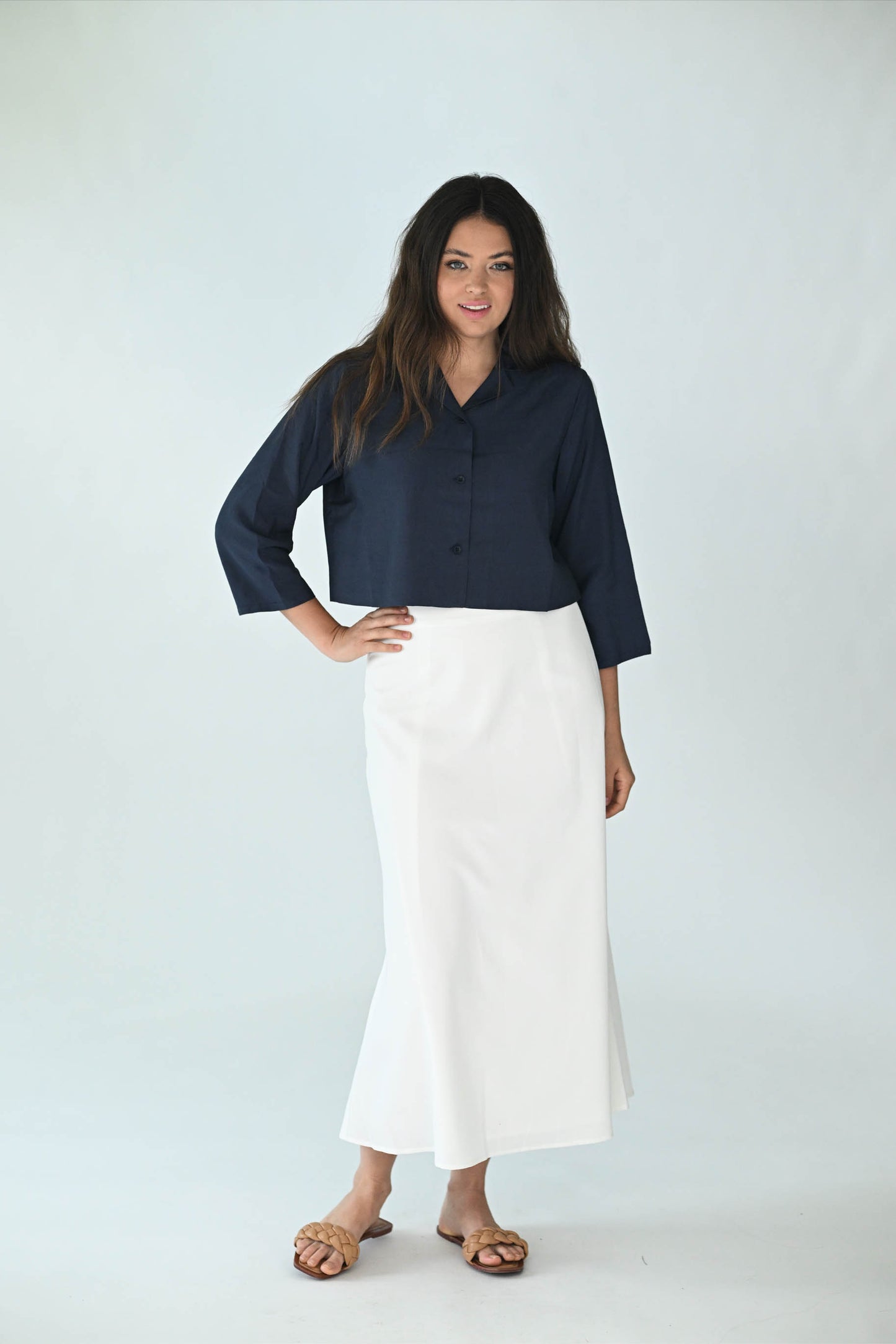 Static White A Line Midi Skirt ST950W