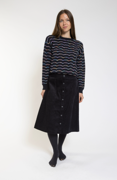 English Black Corduroy Skirt TW23555-B