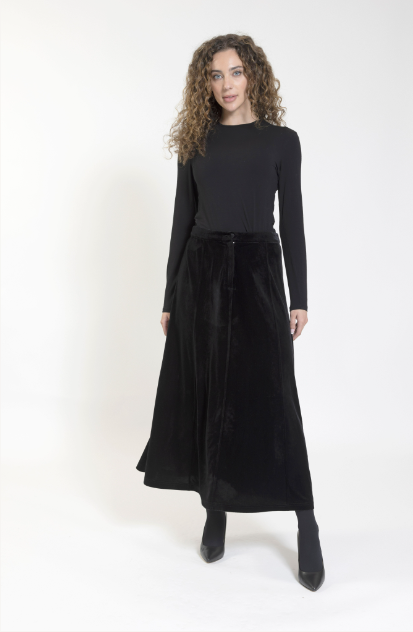 Luella Black Velvet Midi Skirt WW231040 A