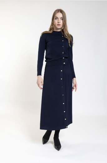 Azelea Navy Top with Buttons WW23620-A