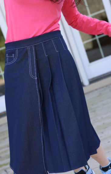 Lamor Denim Wrap Pleated Skirt