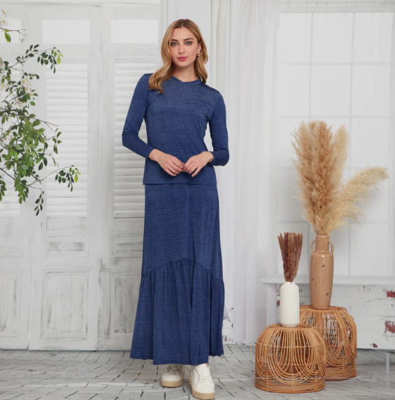 Japparel Chambray Ruffle Maxi 336