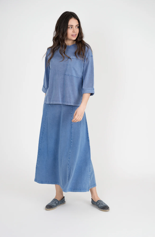 Unclear Light Denim Wash Panel Long Skirt SB3CYT2056SL