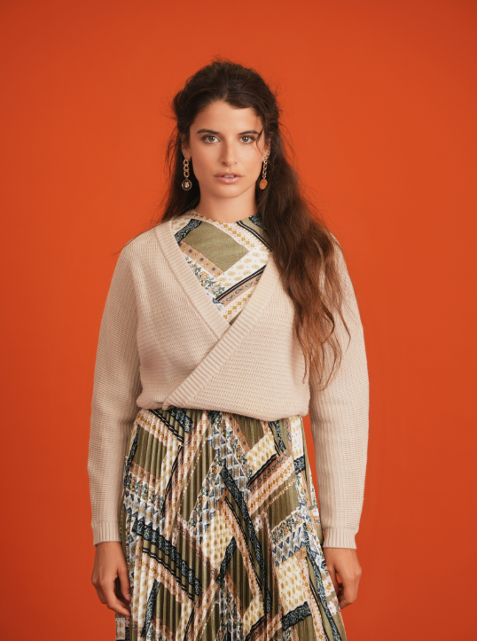 Noni Beige Wrap Sweater WB4CYT2192
