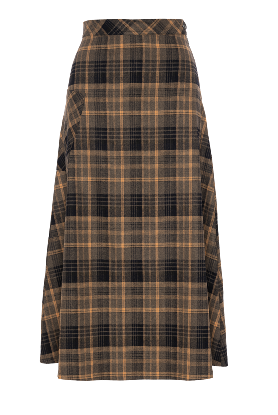 Faves Olive Plaid Corduroy Pocket Skirt WB5CM1667SM
