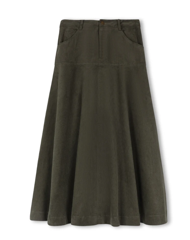 Modelle Green Corduroy Yolk Flairy Skirt W-21918