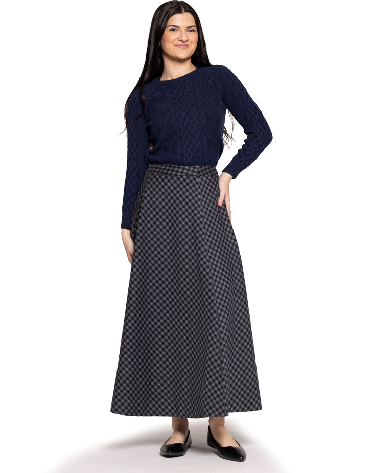 Lilac Grey/Blue A line Checkered Skirt 13168maw