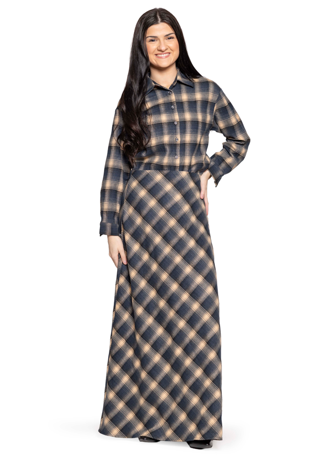 Lilac Black/Camel Collared Button Down Plaid Top fw2610uw