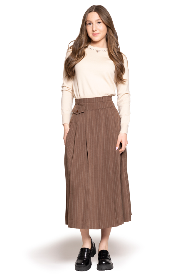 Lilac Cappuccino Pinstriped Pleated Skirt 13608mw