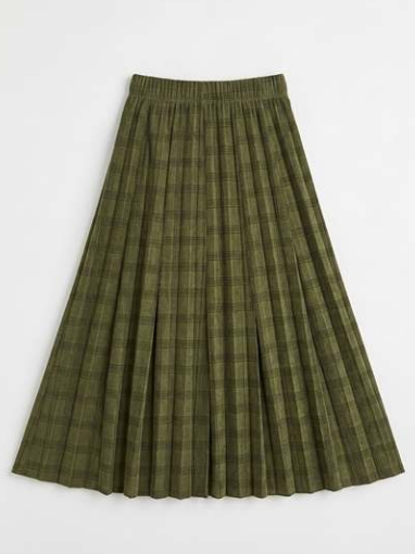 Aspect Olive Crinkle Pleated Checked Skirt WB6CPT7517M