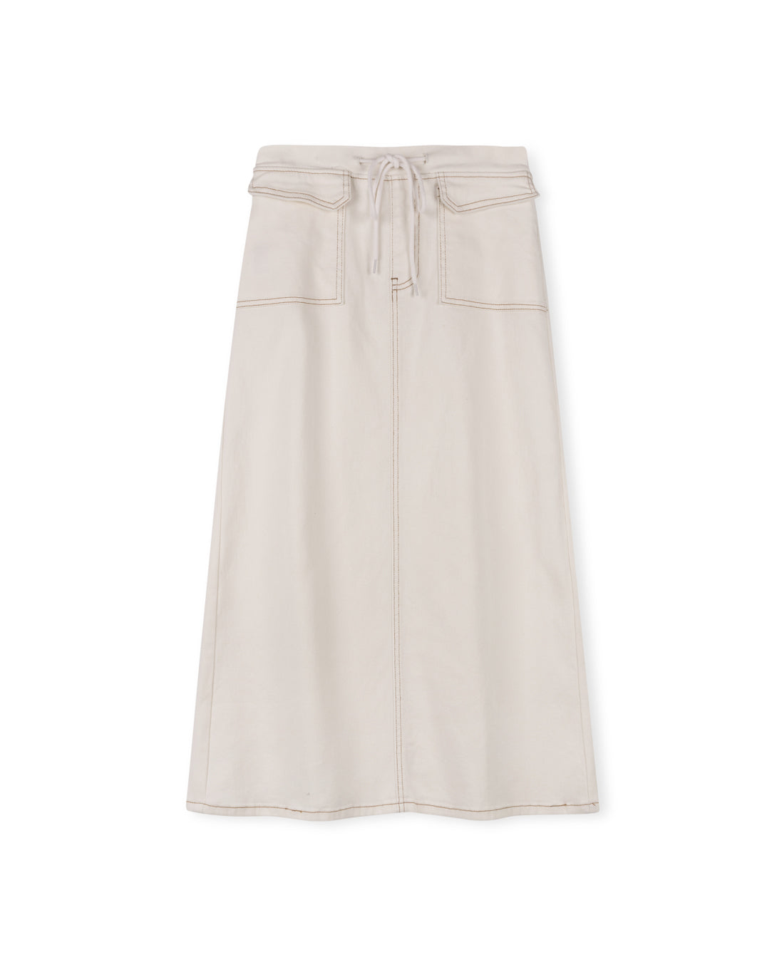Tweed White Denim Maxi Skirt w-17303