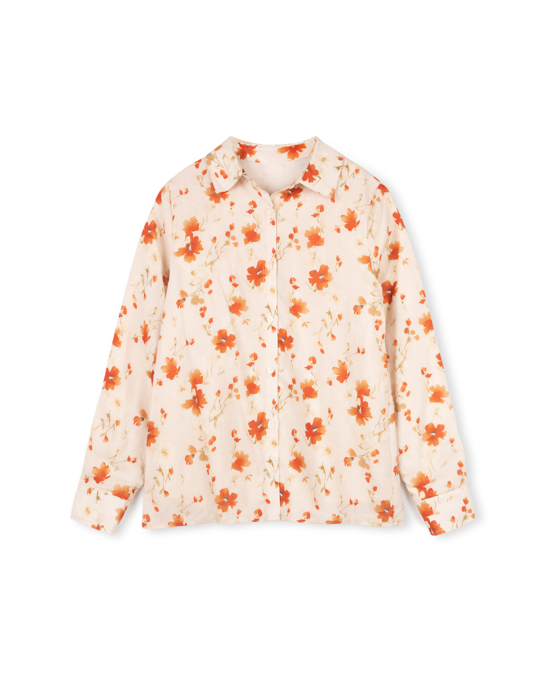 Georgette Beige Printed Floral Blouse W-19745