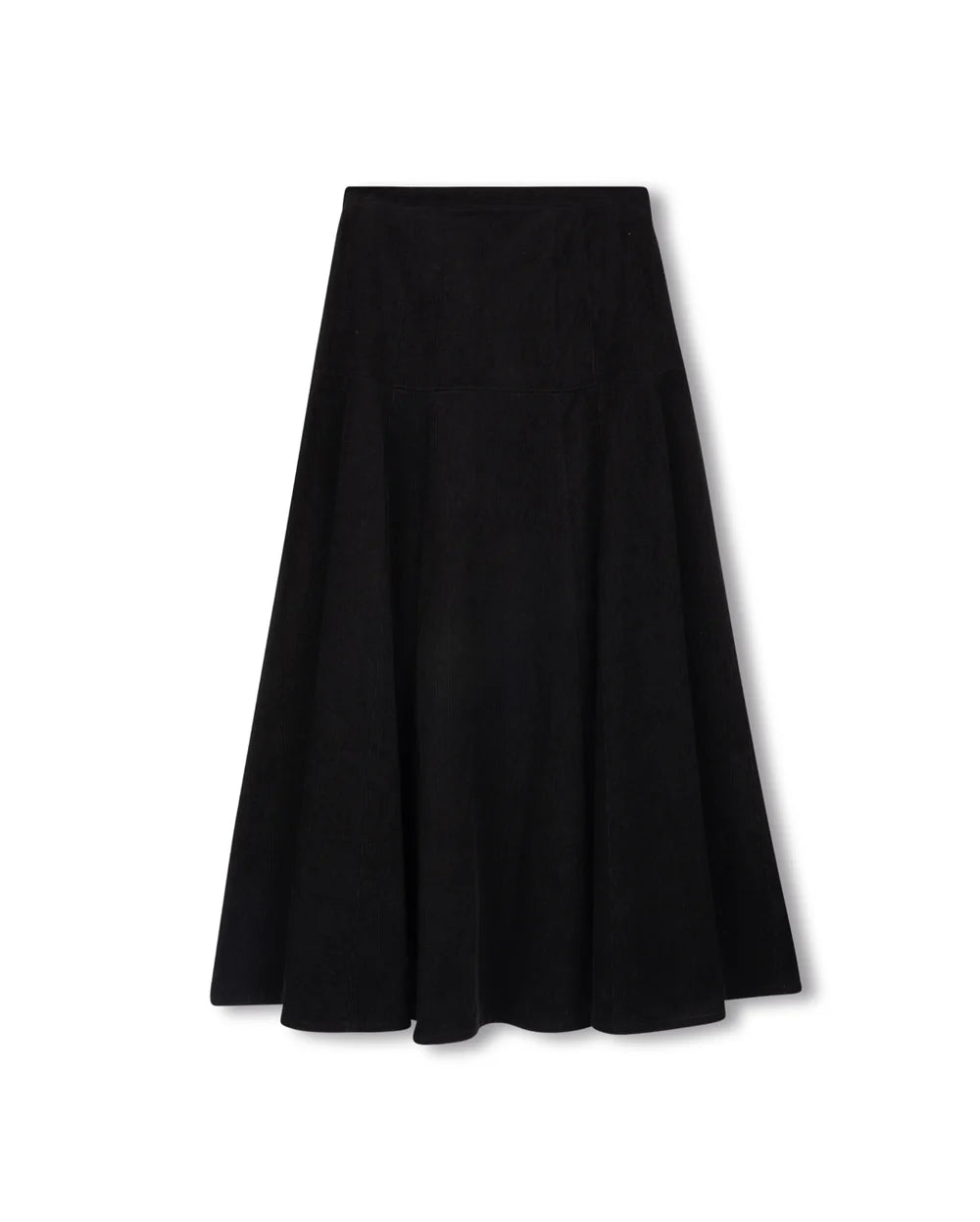 Beige Black Corduroy Yolk Skirt W-21520