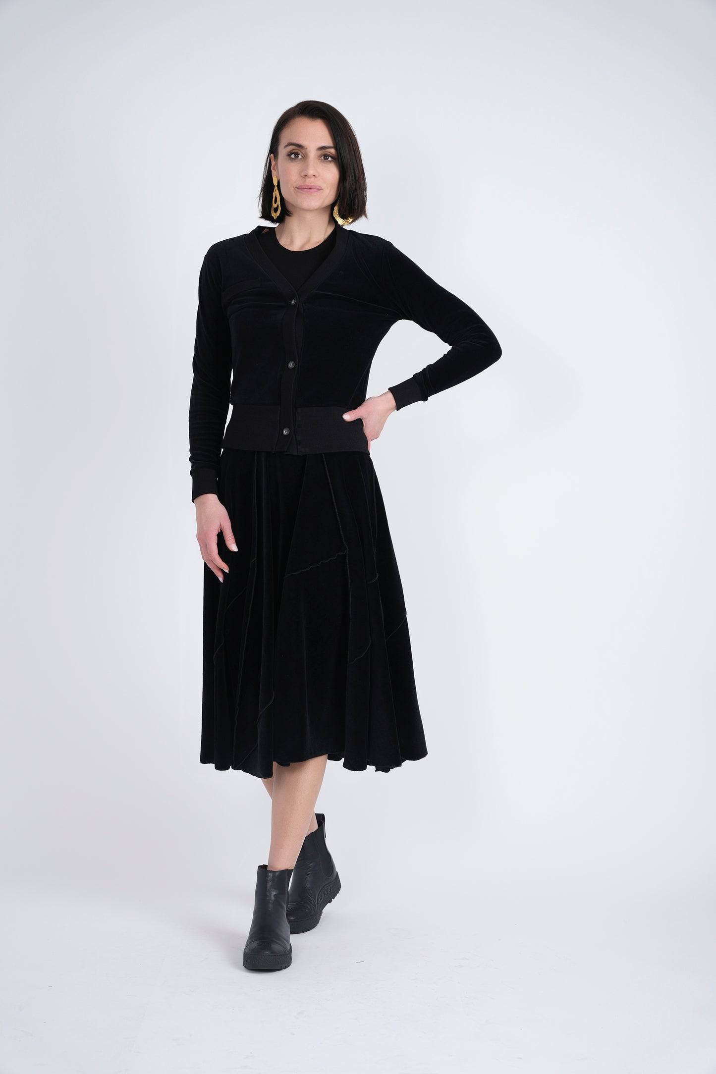Birch Black Velour Cardigan WB2CM8014T