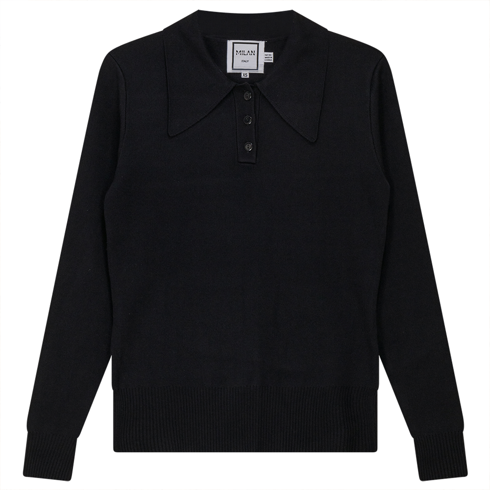 Milan Italy Black Collar Sweater WB3CM8665