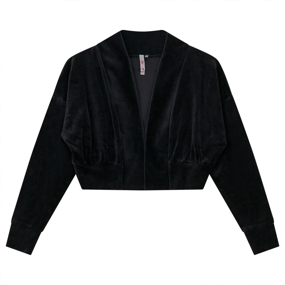 Ginger Black Velour Crop Cardigan WB3CPT4960