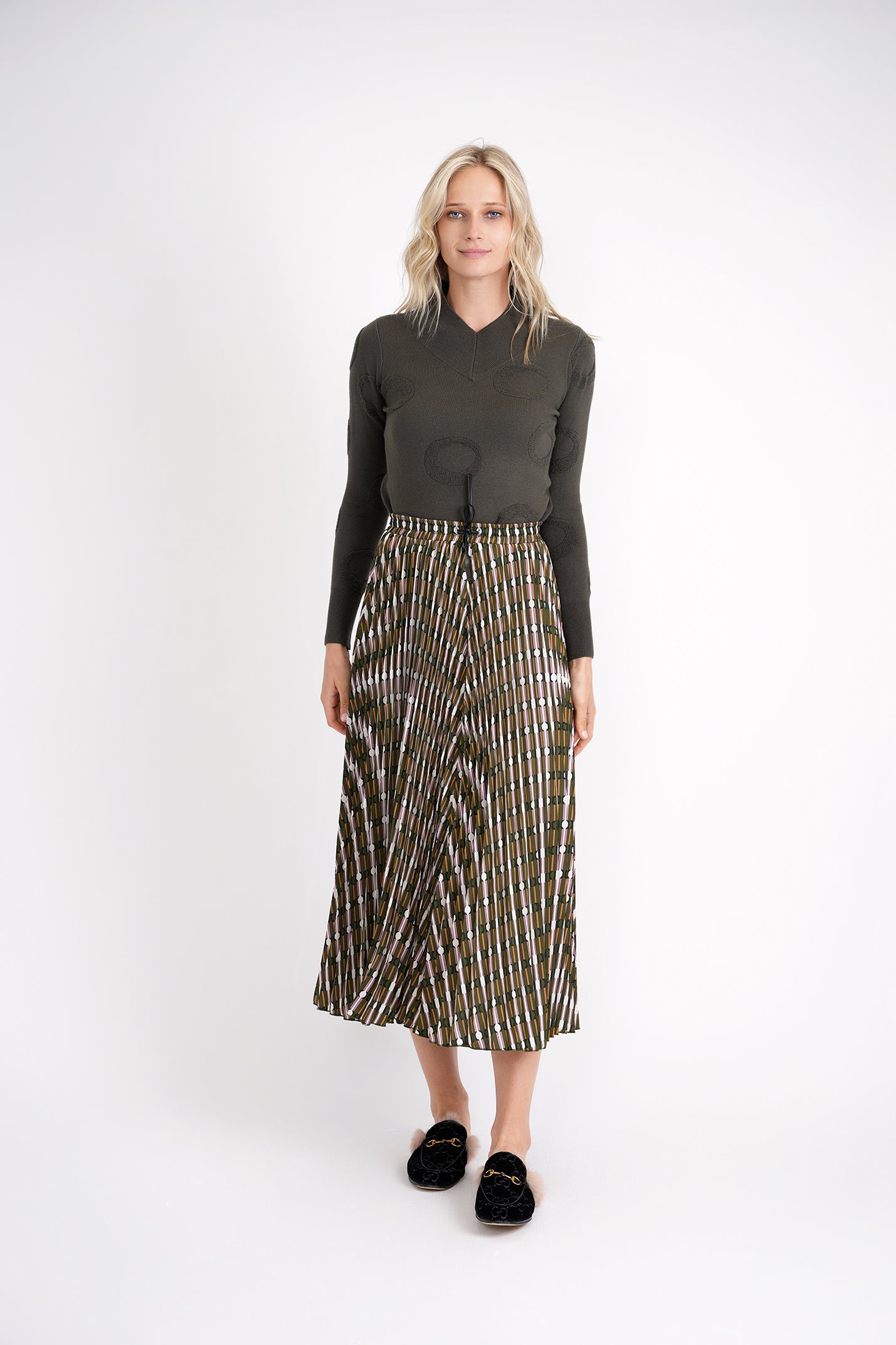 Ginger Olive/Dusty Pink Sunburst Skirt WB3CPT4978