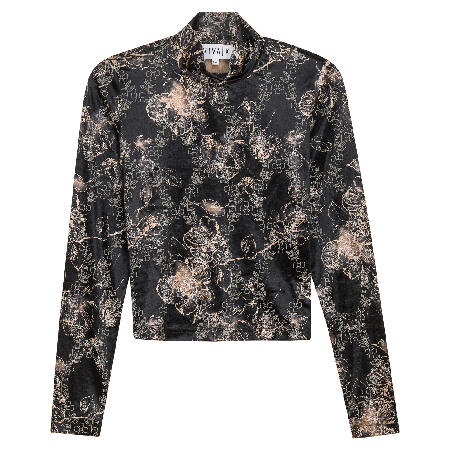 Viva K Blk Printed Velour Dolman Top WB4CM1144T