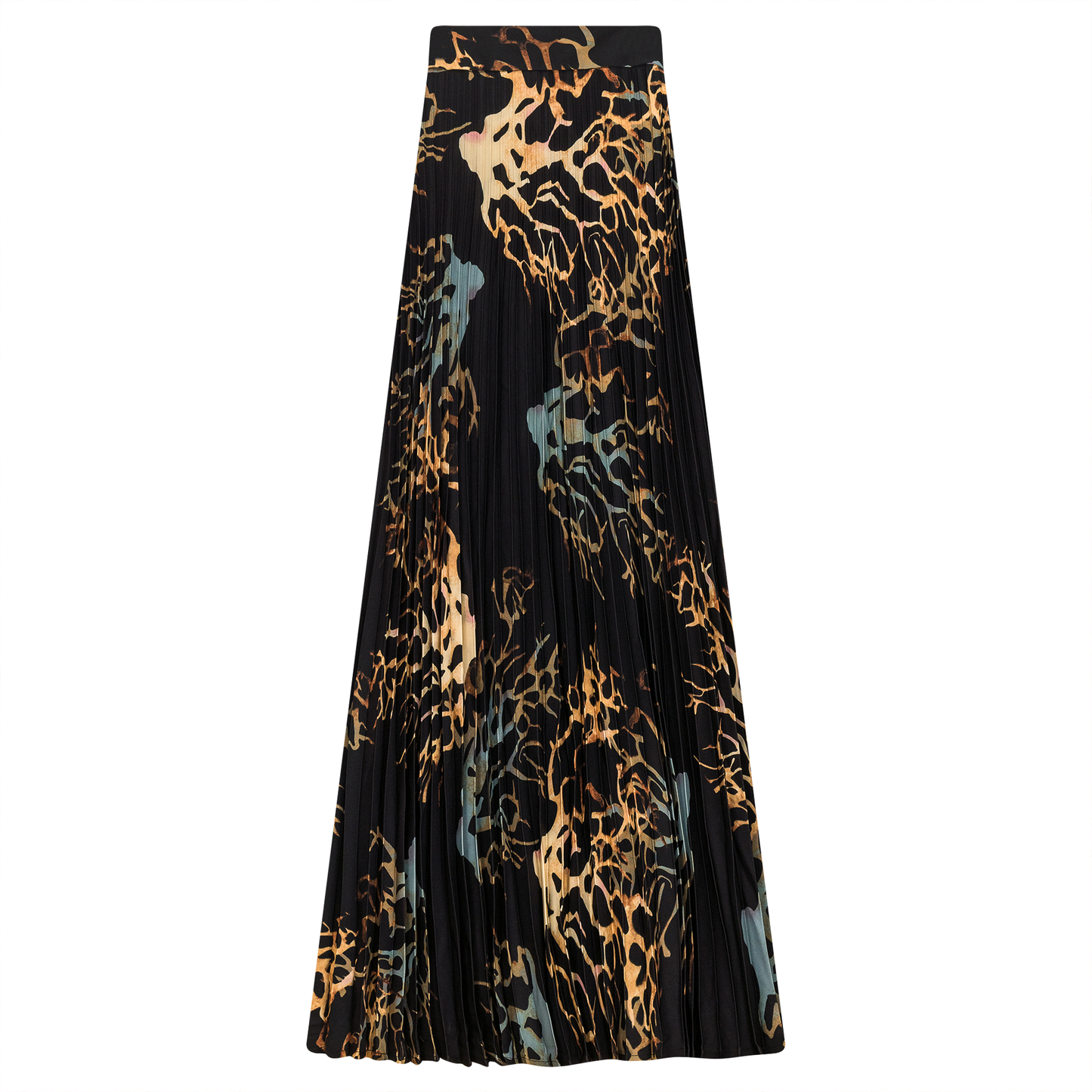 Club Malibu Blk/Rust Printed Chiffon Accordion Midi Skirt WB4CM1161SM