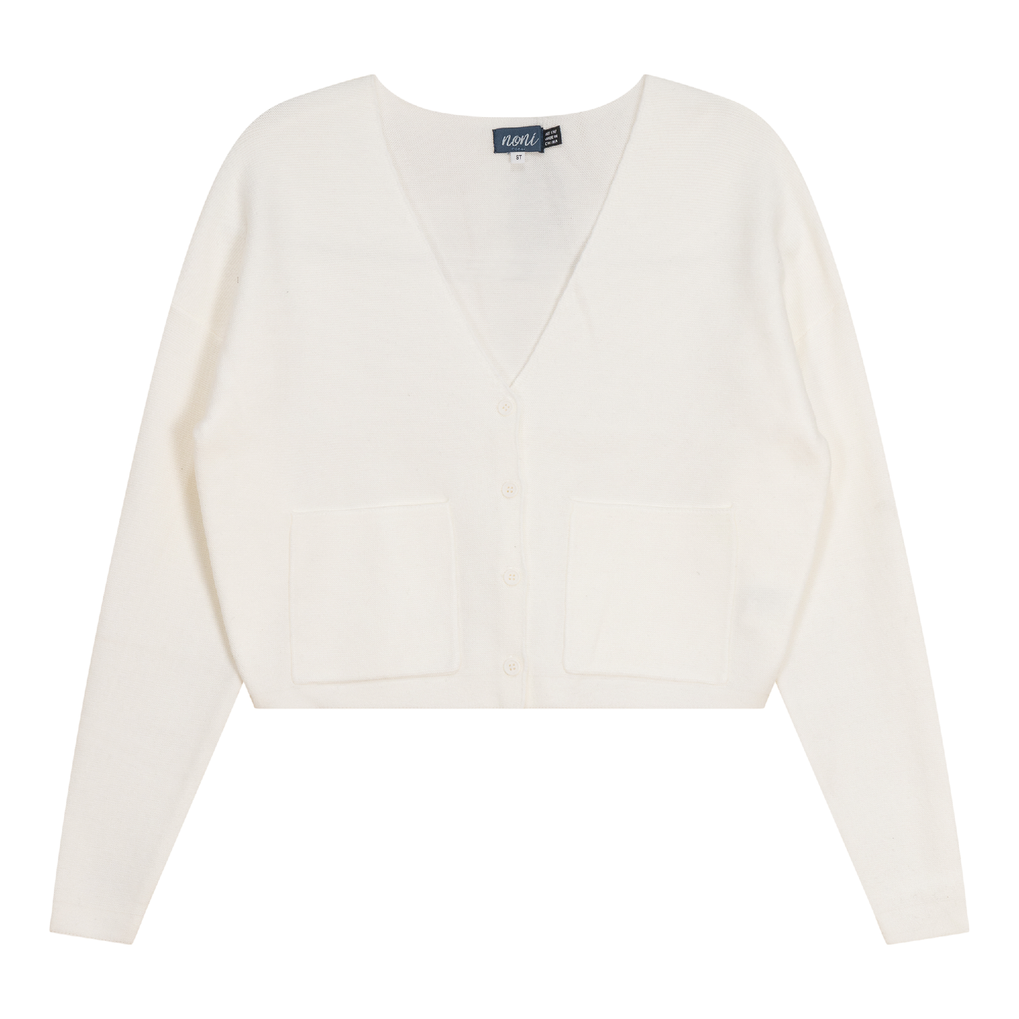 Noni Off White Knitted Crop Cardigan WB4CYT2417