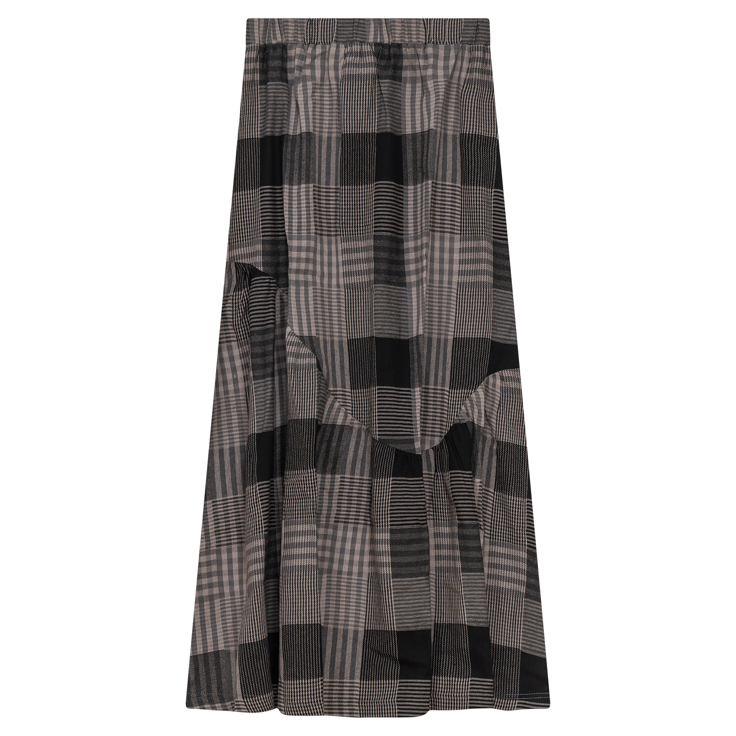 Noni Blk Plaid Midi Skirt WB4CYT2516