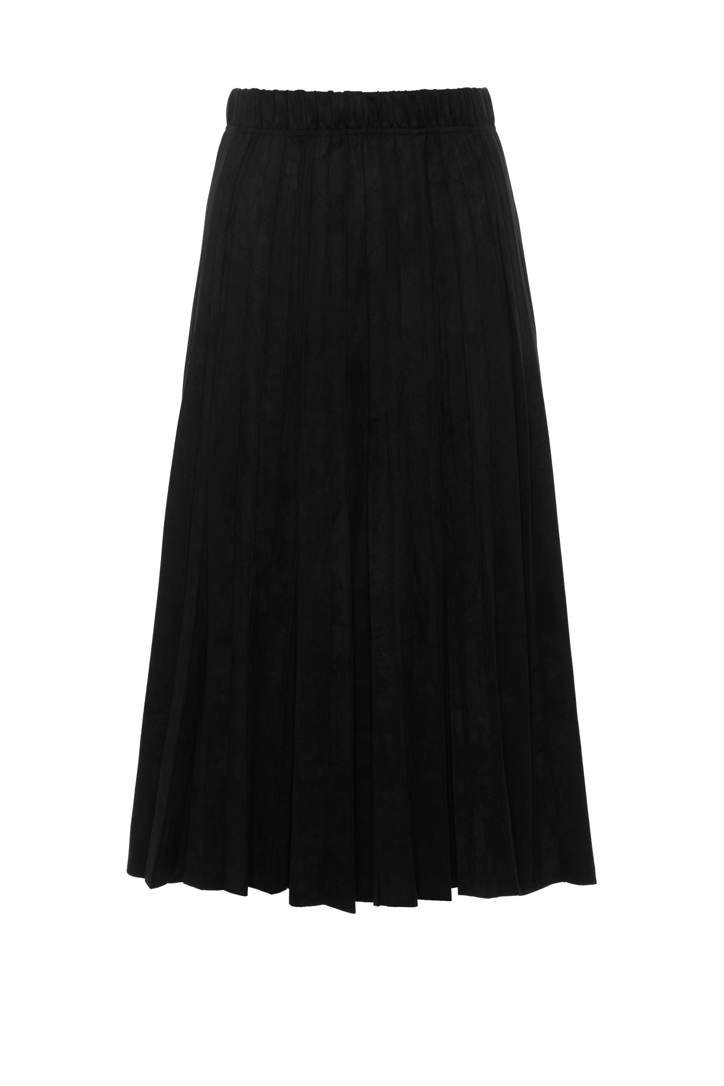 Ginger Black Suede Midi Crinkle Pleated Skirt WB5CPT7289M